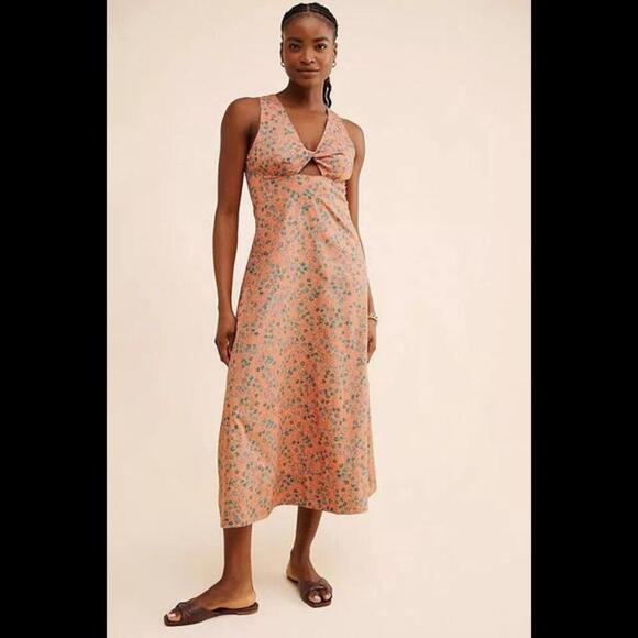 Madewell Dresses & Skirts - Madewell dress womens small S orange stephanie maxi keyhole spring easter beach